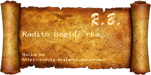 Radits Boglárka névjegykártya